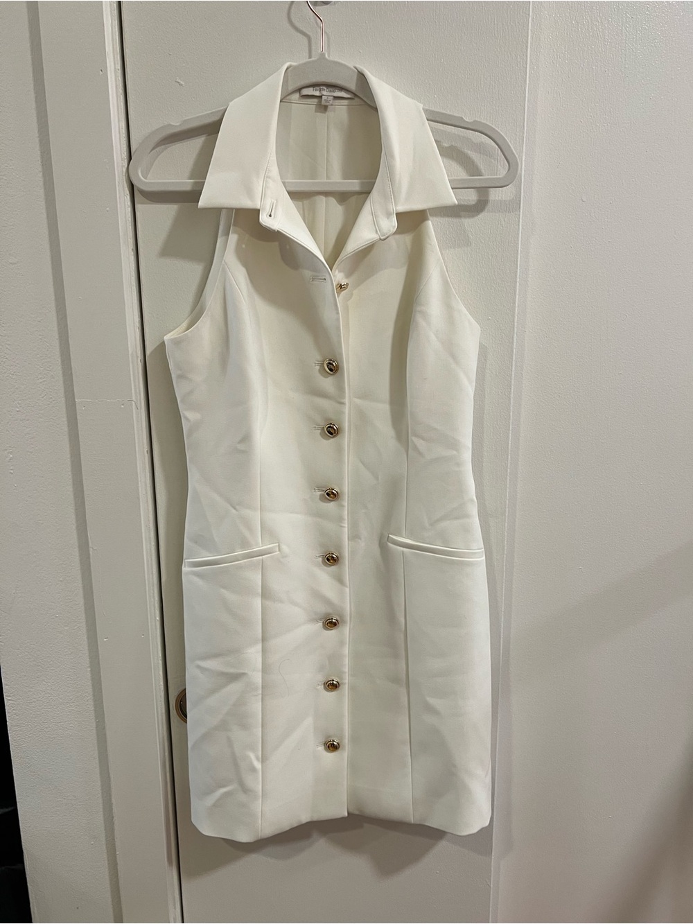 Favorite Daughter Collared Halter Mini Dress with Gold Buttons - Picture 2 of 6